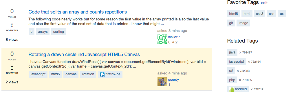 Tags in stack overflow